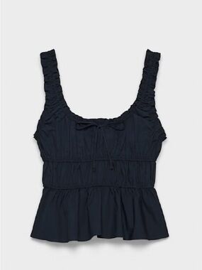 Aritzia Women's Navy Blue Ruffled Tank Top